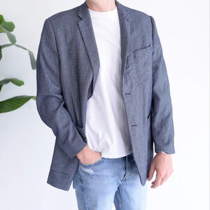 Soul of  London Printed Navy Blue with Floral Lining Button Up Fitted Blazer